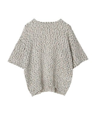 AMERICAN HOLIC カラーネップ透かし編みニットプルオーバー Black