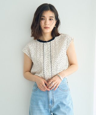 YECCA VECCA 配色タックデザインブラウス Dot