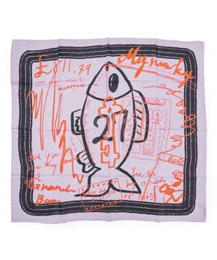 23区  manipuri インバージョンフィッシュ プリント ストール ピンク系