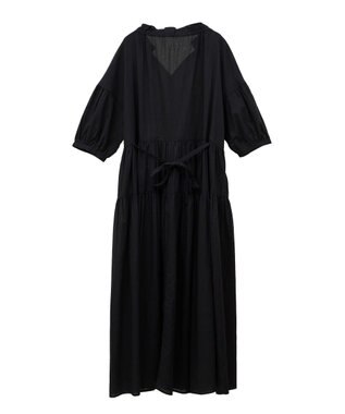 CRAFT STANDARD BOUTIQUE インド綿ティアードマキシワンピース Black