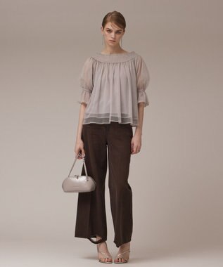 GRACE CONTINENTAL チュールシャーリングトップ