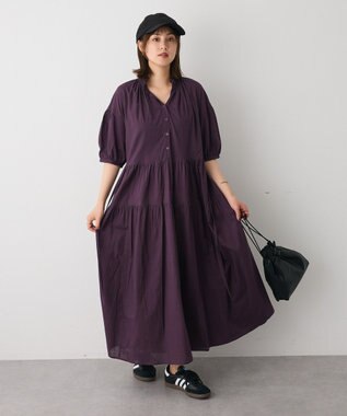 CRAFT STANDARD BOUTIQUE インド綿ティアードマキシワンピース Purple