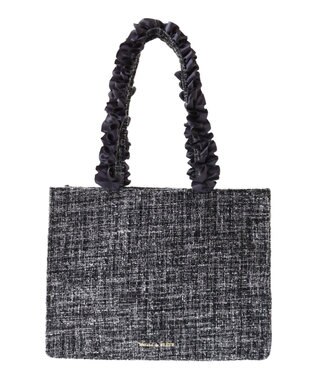 Maison de FLEUR EC限定ツイードフリルスクエアトートMバッグ Black