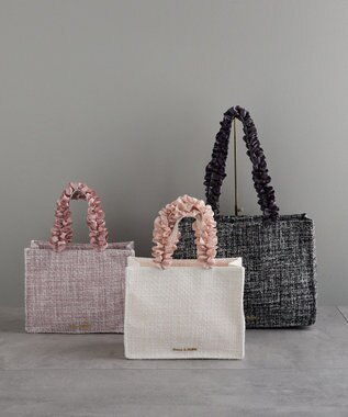 Maison de FLEUR EC限定ツイードフリルスクエアトートMバッグ Black