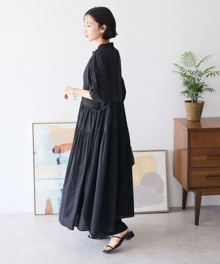 CRAFT STANDARD BOUTIQUE インド綿ティアードマキシワンピース Black