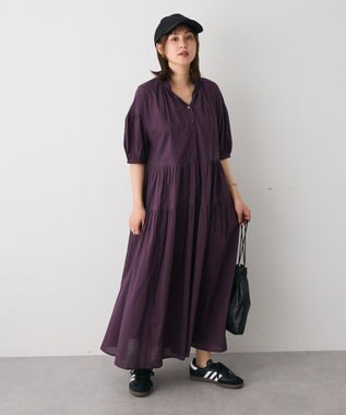 CRAFT STANDARD BOUTIQUE インド綿ティアードマキシワンピース Purple