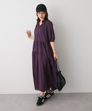 CRAFT STANDARD BOUTIQUE インド綿ティアードマキシワンピース Purple