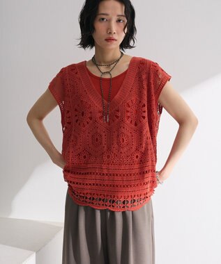 Green Parks ＳＥＴ２点クロシェプルオーバー＋タンクトップ Orange