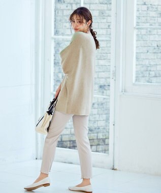 Tiaclasse 【洗える】配色ドルマンニットチュニック ベージュ×ミント