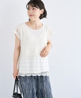 Green Parks ＳＥＴ２点クロシェプルオーバー＋タンクトップ Orange