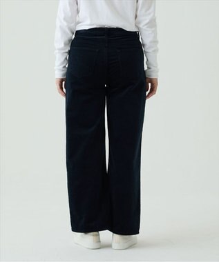 caqu ワイドフィット 裏起毛コーデュロイパンツ navy