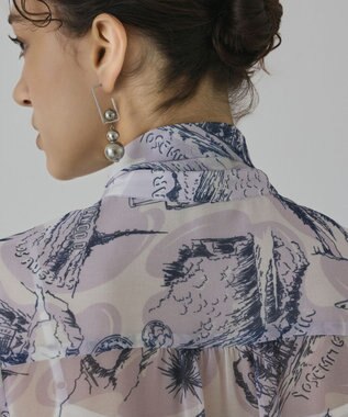 GRACE CONTINENTAL スカ－フタイブラウス ラベンダー