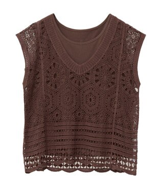 Green Parks ＳＥＴ２点クロシェプルオーバー＋タンクトップ Orange