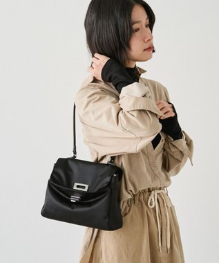 russet クラウズナイロンフラップミニトートバッグ(CE-1689) Black