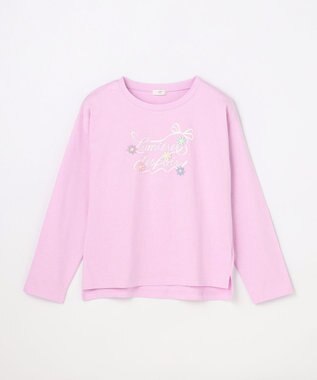 ANY KIDS 【綿100%】ロゴプリント 長袖Tシャツ ラベンダー