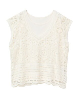 Green Parks ＳＥＴ２点クロシェプルオーバー＋タンクトップ Orange