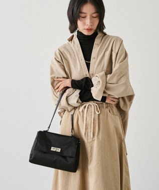 russet クラウズナイロンフラップミニトートバッグ(CE-1689) Black