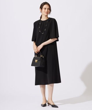 自由区 【カタログ掲載・洗える】ドレープスリーブ ワンピース ブラック