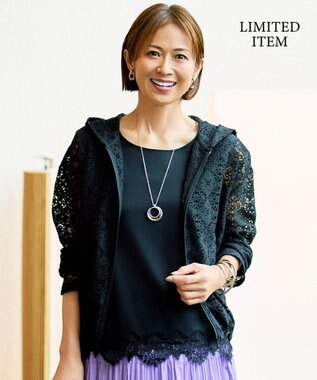自由区 【WEB限定・1枚で華やぐ・旬スタイル】テクスチャーレーシージップ パーカー