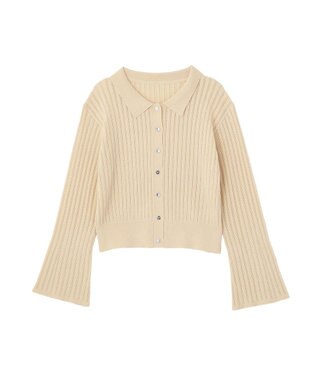 earth music&ecology 透かし編みフレアスリーブカーデガン Beige