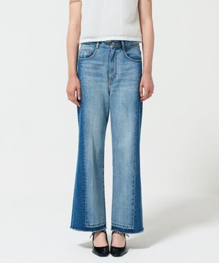 GRACE CONTINENTAL サイド切替フレアデニムパンツ サックス