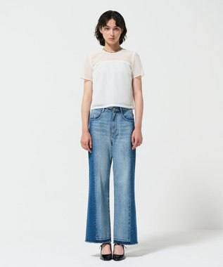 GRACE CONTINENTAL サイド切替フレアデニムパンツ サックス