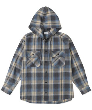 WEGO オンブレチェックフードシャツ（LS） ブルーチェック1