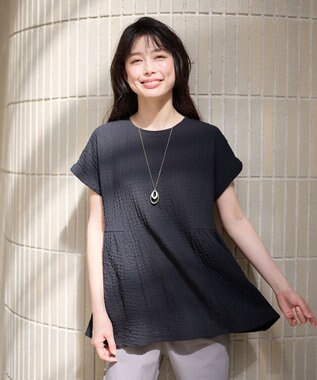 ANY L フクレジャージチュニック ブラック