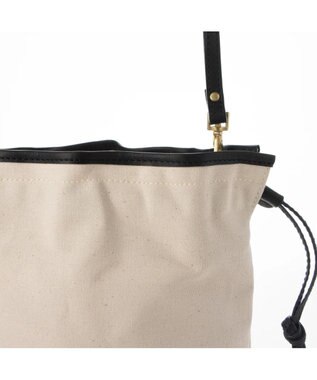 UNBILLION perche パラフィン防水キャンバスドロストショルダーバッグ アイボリーブラック