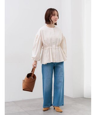 Te chichi 袖バルーンペプラムプリーツブルゾン ベージュ