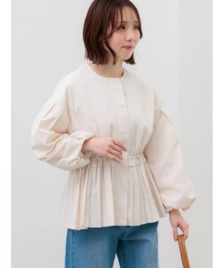 Te chichi 袖バルーンペプラムプリーツブルゾン ベージュ