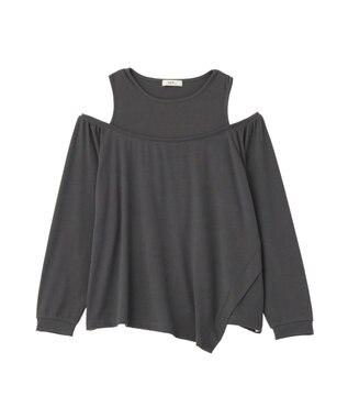 earth music&ecology マルチウェイショルダースリットトップス Charcoal Gray