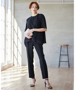 ICB 【接触冷感・UVケア・速乾・洗える】FluidBackSatin ドロストパンツ ネイビー系