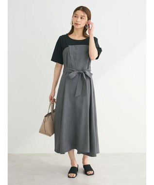 Green Parks 共ベルト付きビスチェ風ドッキングワンピース Gray Mixture