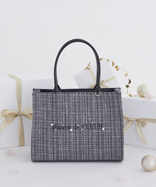 Maison de FLEUR ビジューツイードスクエアトートバッグ