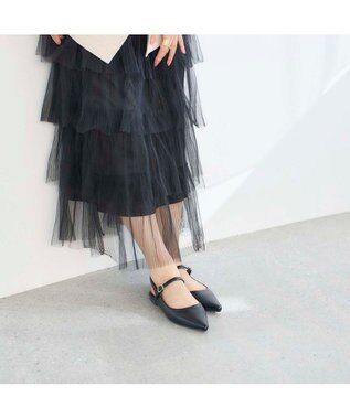 MODE ET JACOMO <noyau>ポインテッドトゥバックベルトパンプス ブラック