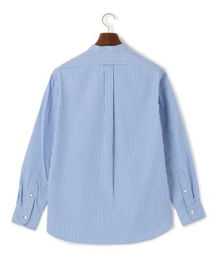 J.PRESS MEN パッチフラップ マルチストライプ バンドカラーシャツ サックスブルー系1