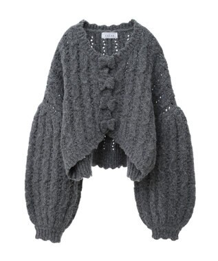 Green Parks ■ＥＳＣＡＲ　リボンボタンクロップドカーディガ Charcoal Gray