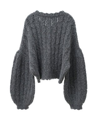 Green Parks ■ＥＳＣＡＲ　リボンボタンクロップドカーディガ Charcoal Gray