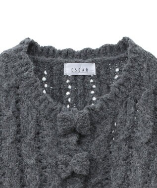 Green Parks ■ＥＳＣＡＲ　リボンボタンクロップドカーディガ Charcoal Gray