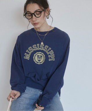 WEGO 【ANGIE VINTAGE】ピグメントカレッジロゴショートスウェット