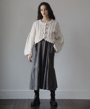 Green Parks ■ＥＳＣＡＲ　リボンボタンクロップドカーディガ Ivory