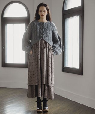 Green Parks ■ＥＳＣＡＲ　リボンボタンクロップドカーディガ Charcoal Gray