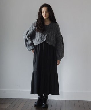 Green Parks ■ＥＳＣＡＲ　リボンボタンクロップドカーディガ Charcoal Gray