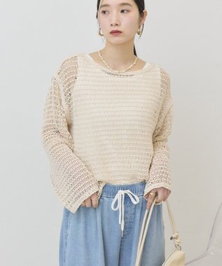 AMERICAN HOLIC 刺繍メッシュプルオーバー Ivory