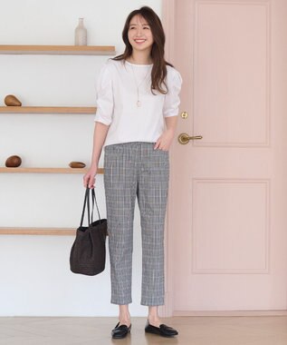 ANY L 【ウエストゴム/ストレッチ】大人の７daysデイリーパンツ グレンチェック