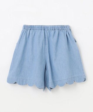 ANY KIDS 裾 スカラップ ショートパンツ デニムブルー