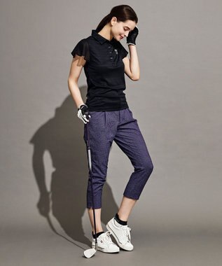 23区GOLF 【WOMEN】【吸汗速乾/日本製】ミラノリブボーダーシャツ ブラック系