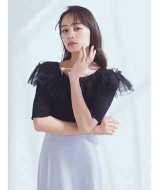 earth music&ecology デコルテチュールニットプルオーバー Black