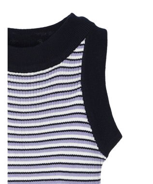 Green Parks デザインヘム配色ニットタンクトップ Blue